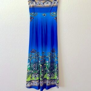 Venus Blue Paisley Strapless Sundress Size Medium, very sexy